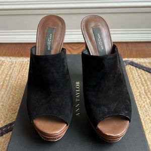 Ann Taylor Lorena Platform Suede Mules.